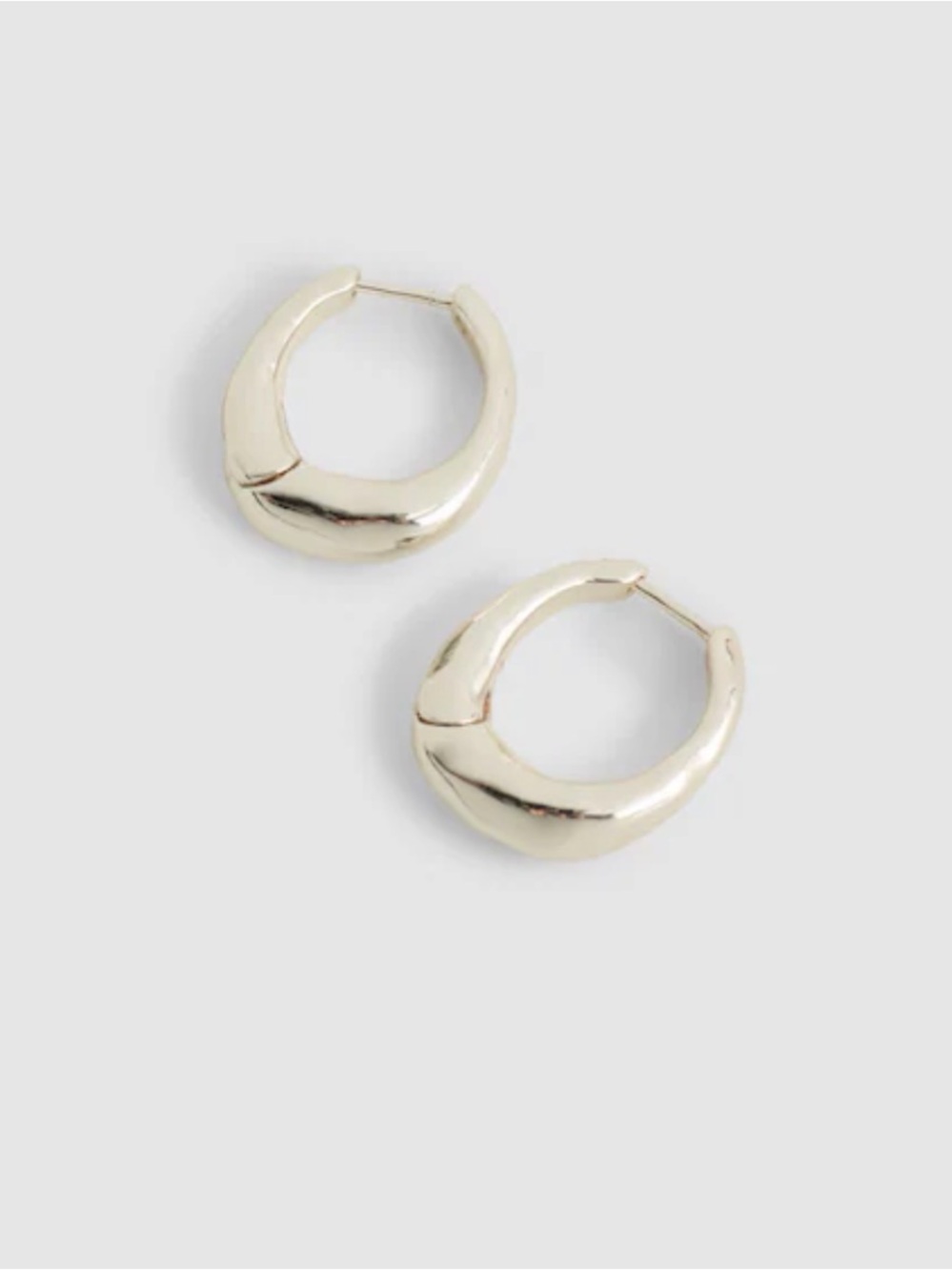 {MADEWELL} hammered puffy small hoop warm silver earrings